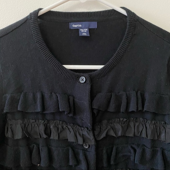 GAP BLACK RUFFLE SWEATER CARDIGAN - Picture 4 of 8